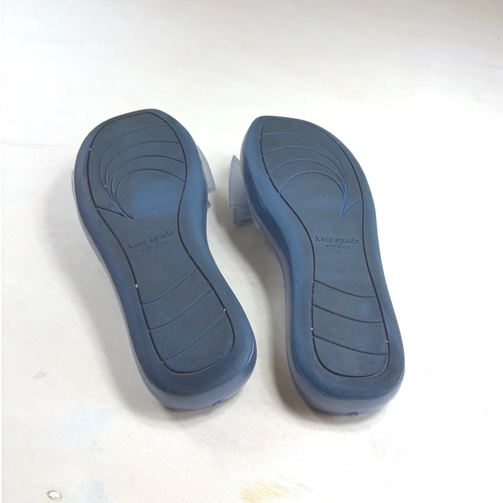 Kate Spade New York Blue Jelly Slide Sandals with Bow Detail Size 8